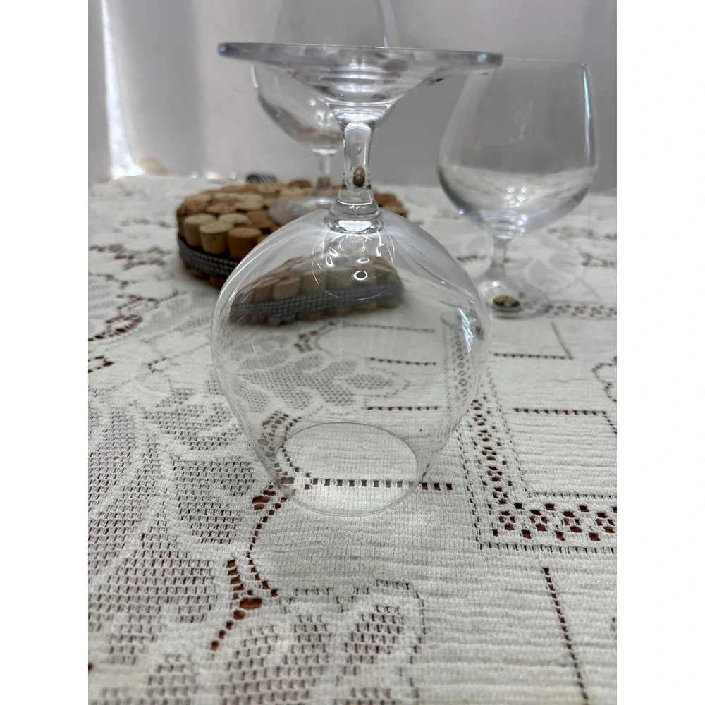 Bohemia Crystal Brandy Snifters Set of 3 Clear Glass Cognac Balloon Glasses 5in